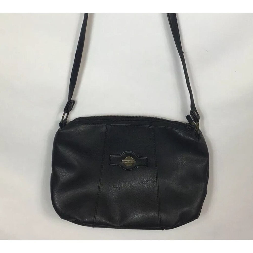 Sarne' London Paris New York Black‎ Leather Small Crossbody Purse Bag